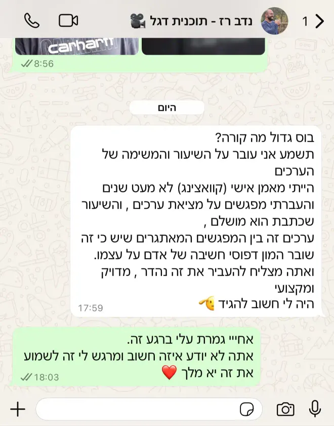 הודעת וואטסאפ מלקוח על התהליך, צילום 6 מתוך 13